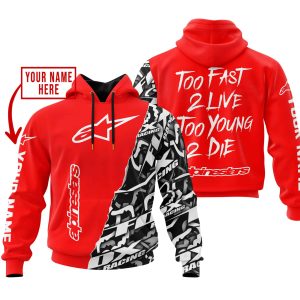 TOO FAST TO LIVE TOO YOUNG TO DIE - LIMITED EDITION - CUSTOM NAME - ALPINESTARS - RED