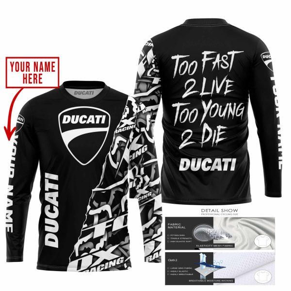 TOO FAST TO LIVE TOO YOUNG TO DIE - LIMITED EDITION - CUSTOM NAME - DUCATI - BLACK - Image 2