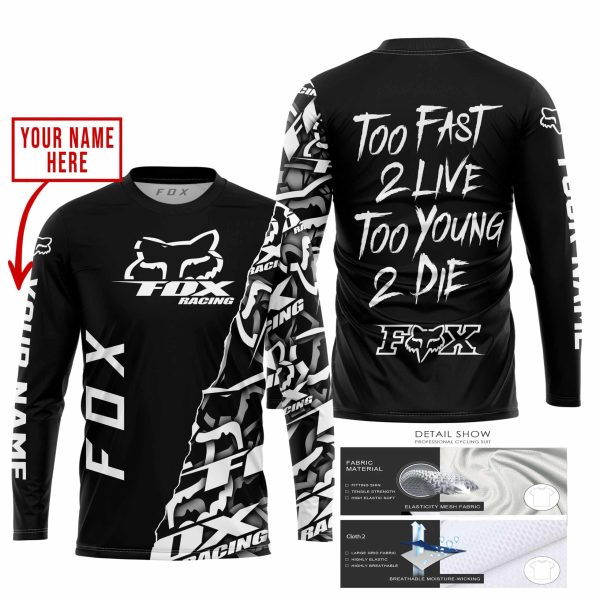 TOO FAST TO LIVE TOO YOUNG TO DIE - LIMITED EDITION - CUSTOM NAME - FOX RACING - BLACK - Image 2