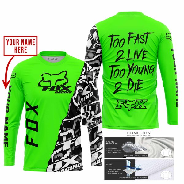TOO FAST TO LIVE TOO YOUNG TO DIE - LIMITED EDITION - CUSTOM NAME - FOX RACING - GREEN - Image 3