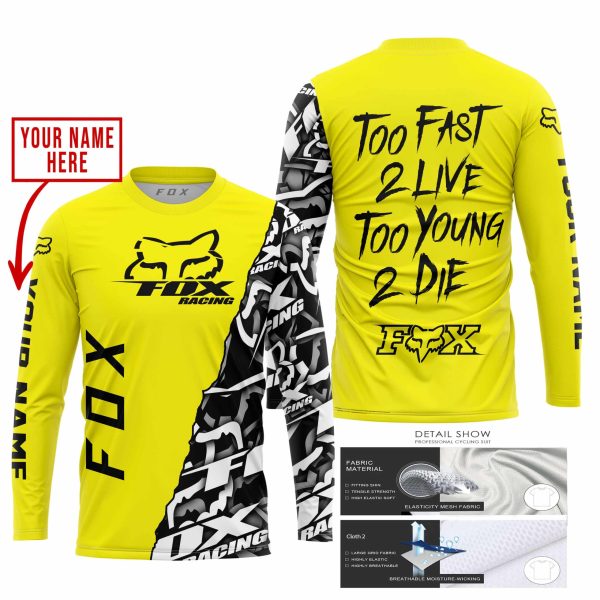 TOO FAST TO LIVE TOO YOUNG TO DIE - LIMITED EDITION - CUSTOM NAME - FOX RACING - YELLOW - Image 2
