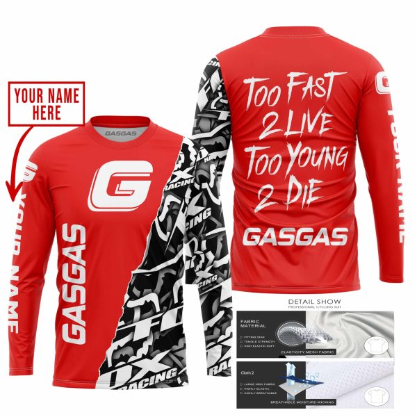 TOO FAST TO LIVE TOO YOUNG TO DIE - LIMITED EDITION - CUSTOM NAME - GAS GAS - RED - Image 2
