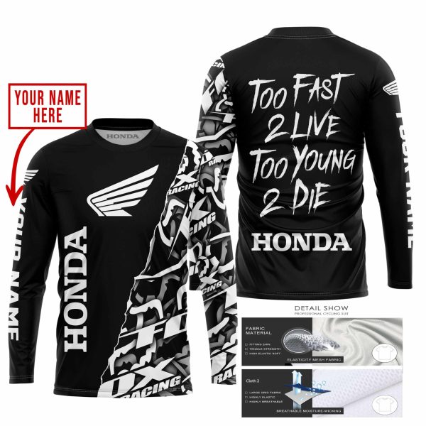 TOO FAST TO LIVE TOO YOUNG TO DIE - LIMITED EDITION - CUSTOM NAME - HONDA - BLACK - Image 2