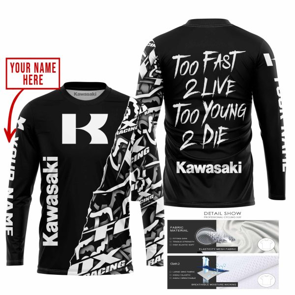 TOO FAST TO LIVE TOO YOUNG TO DIE - LIMITED EDITION - CUSTOM NAME - KAWASAKI - BLACK - Image 2