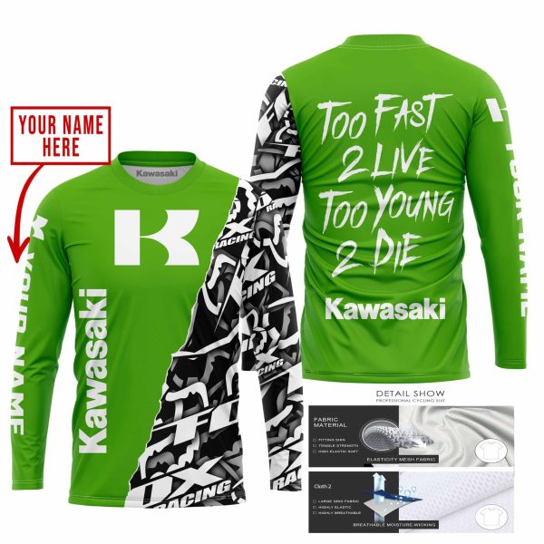 TOO FAST TO LIVE TOO YOUNG TO DIE - LIMITED EDITION - CUSTOM NAME - KAWASAKI - GREEN - Image 2