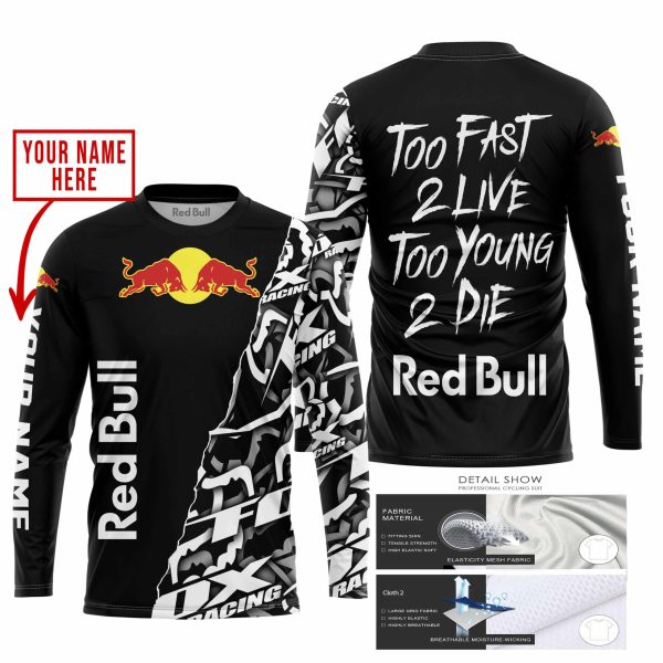 TOO FAST TO LIVE TOO YOUNG TO DIE - LIMITED EDITION - CUSTOM NAME - RED BULL - BLACK - Image 2