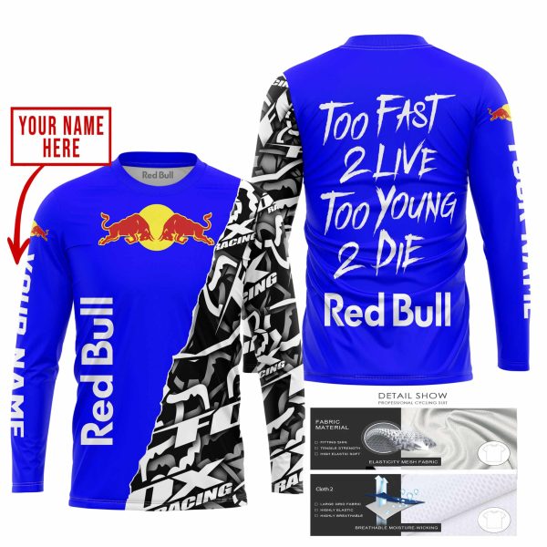 TOO FAST TO LIVE TOO YOUNG TO DIE - LIMITED EDITION - CUSTOM NAME - RED BULL - BLUE - Image 2