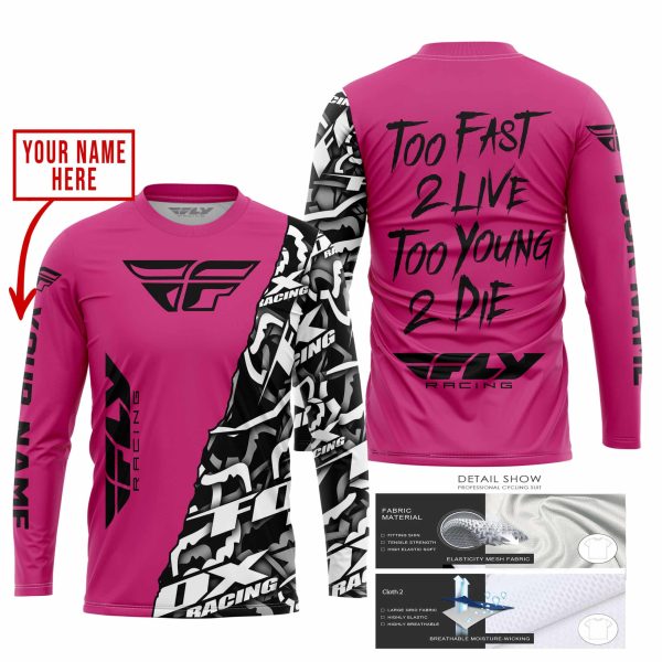 TOO FAST TO LIVE TOO YOUNG TO DIE - LIMITED EDITION - CUSTOM NAME - FLY RACING - PINK 1 - Image 2