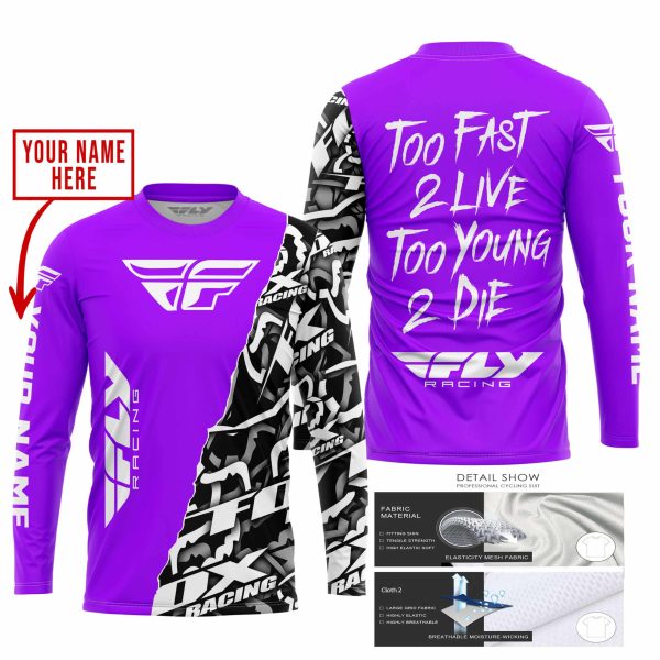 TOO FAST TO LIVE TOO YOUNG TO DIE - LIMITED EDITION - CUSTOM NAME - FLY RACING - PURPLE - Image 2