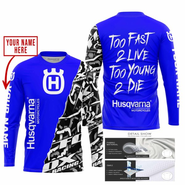 TOO FAST TO LIVE TOO YOUNG TO DIE - LIMITED EDITION - CUSTOM NAME - HUSQVARNA - BLUE - Image 2
