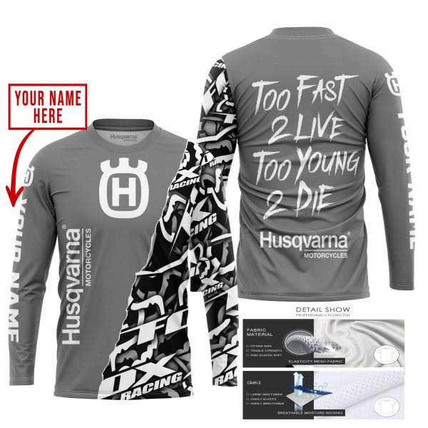 TOO FAST TO LIVE TOO YOUNG TO DIE - LIMITED EDITION - CUSTOM NAME - HUSQVARNA - GREY - Image 2