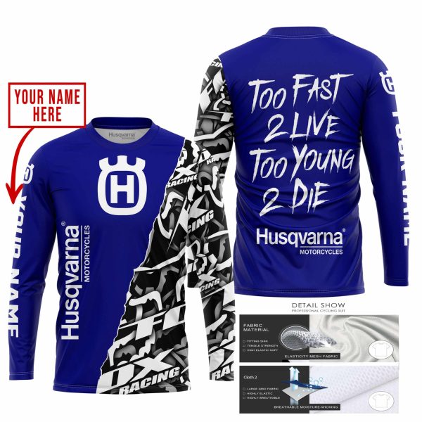TOO FAST TO LIVE TOO YOUNG TO DIE - LIMITED EDITION - CUSTOM NAME - HUSQVARNA - NAVY - Image 2