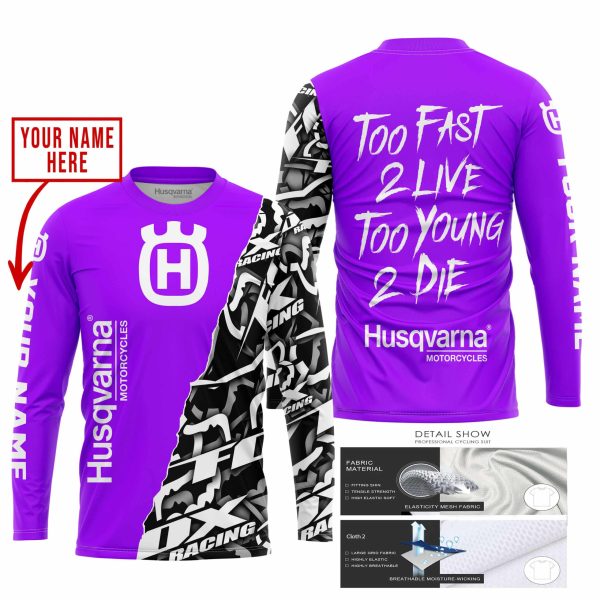 TOO FAST TO LIVE TOO YOUNG TO DIE - LIMITED EDITION - CUSTOM NAME - HUSQVARNA - PURPLE - Image 2