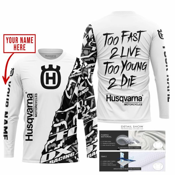 TOO FAST TO LIVE TOO YOUNG TO DIE - LIMITED EDITION - CUSTOM NAME - HUSQVARNA - WHITE - Image 2