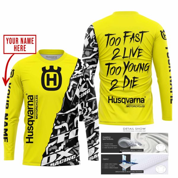 TOO FAST TO LIVE TOO YOUNG TO DIE - LIMITED EDITION - CUSTOM NAME - HUSQVARNA - YELLOW - Image 2
