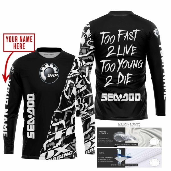 TOO FAST TO LIVE TOO YOUNG TO DIE - LIMITED EDITION - CUSTOM NAME - SEA DOO - BLACK - Image 2