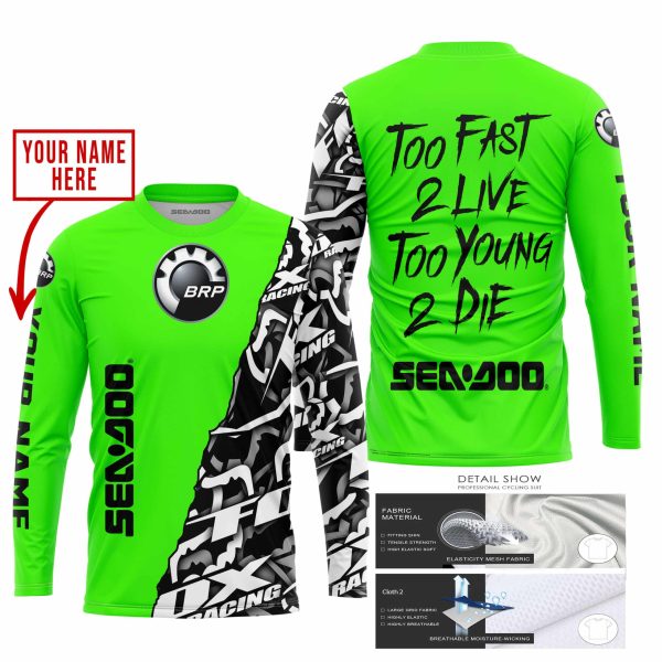 TOO FAST TO LIVE TOO YOUNG TO DIE - LIMITED EDITION - CUSTOM NAME - SEA DOO - GREEN - Image 2