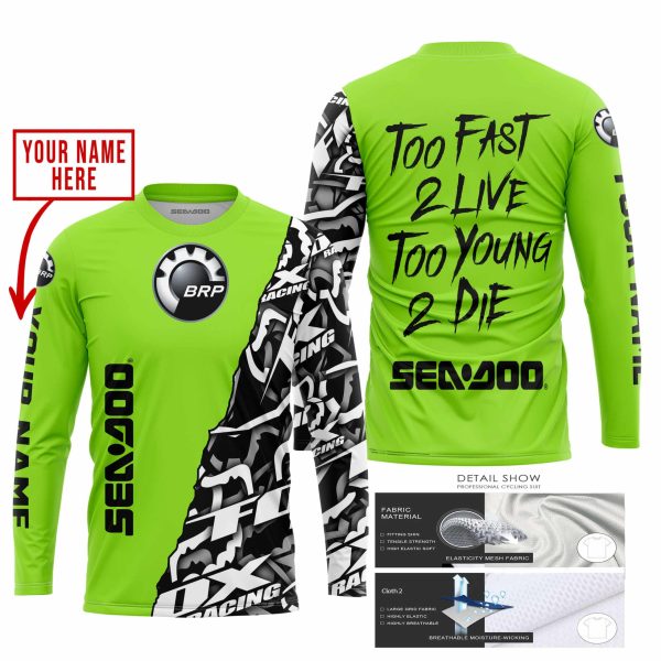 TOO FAST TO LIVE TOO YOUNG TO DIE - LIMITED EDITION - CUSTOM NAME - SEA DOO - GREEN 1 - Image 2