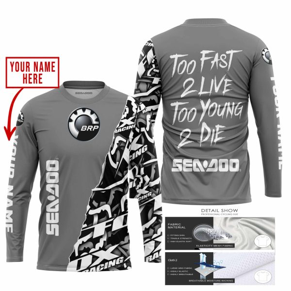 TOO FAST TO LIVE TOO YOUNG TO DIE - LIMITED EDITION - CUSTOM NAME - SEA DOO - GREY - Image 2
