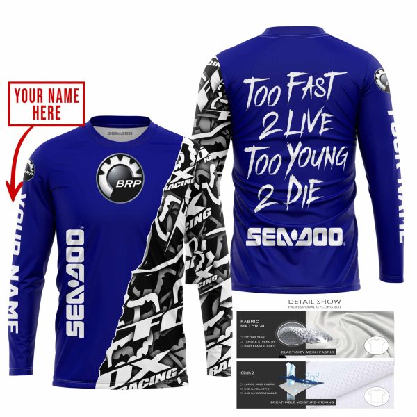 TOO FAST TO LIVE TOO YOUNG TO DIE - LIMITED EDITION - CUSTOM NAME - SEA DOO - NAVY - Image 2