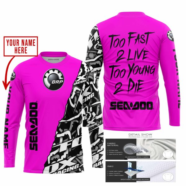 TOO FAST TO LIVE TOO YOUNG TO DIE - LIMITED EDITION - CUSTOM NAME - SEA DOO - PINK - Image 2