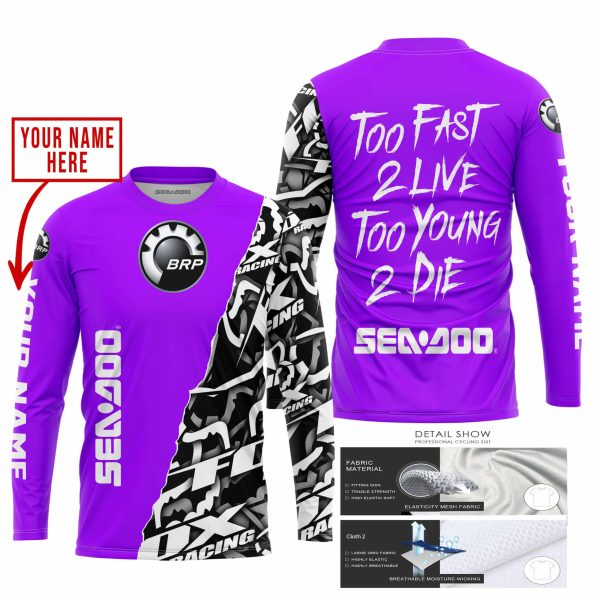 TOO FAST TO LIVE TOO YOUNG TO DIE - LIMITED EDITION - CUSTOM NAME - SEA DOO - PURPLE - Image 2