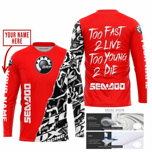 TOO FAST TO LIVE TOO YOUNG TO DIE - LIMITED EDITION - CUSTOM NAME - SEA DOO - RED - Image 2