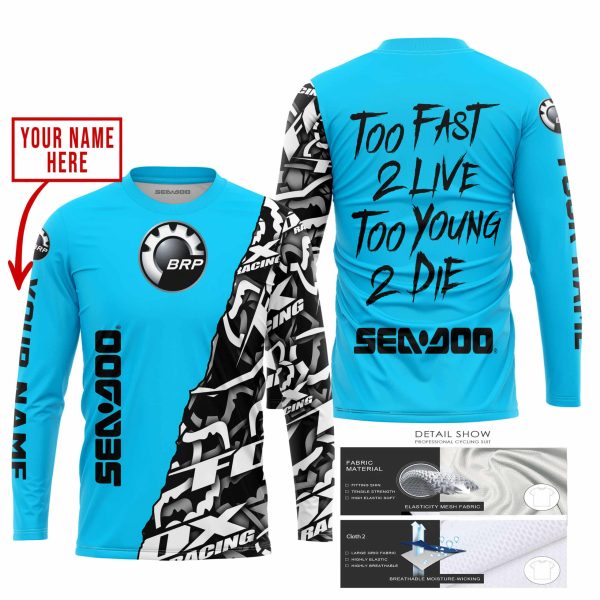 TOO FAST TO LIVE TOO YOUNG TO DIE - LIMITED EDITION - CUSTOM NAME - SEA DOO - SKY BLUE - Image 2