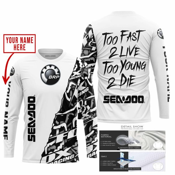 TOO FAST TO LIVE TOO YOUNG TO DIE - LIMITED EDITION - CUSTOM NAME - SEA DOO - WHITE - Image 2