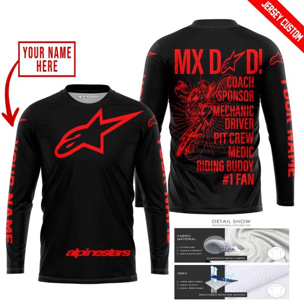 MX DAD - PERSONALISED GIFTS FOR CHILDREN & ADULTS - ALPINESTARS - RED - Image 2