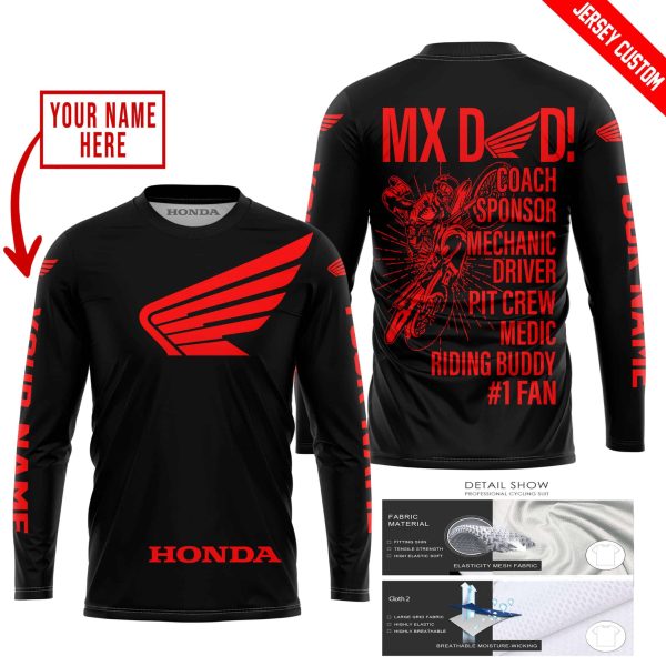 MX DAD - PERSONALISED GIFTS FOR CHILDREN & ADULTS - HONDA -BLACK RED - Image 2