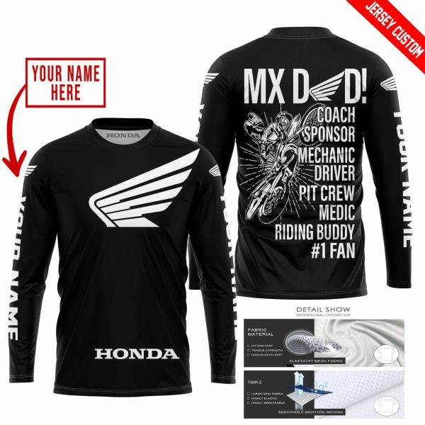 MX DAD - PERSONALISED GIFTS FOR CHILDREN & ADULTS - HONDA - BLACK WHITE - Image 2