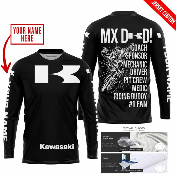 MX DAD - PERSONALISED GIFTS FOR CHILDREN & ADULTS - KAWASAKI - BLACK WHITE - Image 2