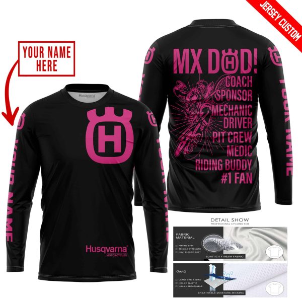 MX DAD - PERSONALISED GIFTS FOR CHILDREN & ADULTS - HUSQVARNA - BLACK PINK 1 - Image 2