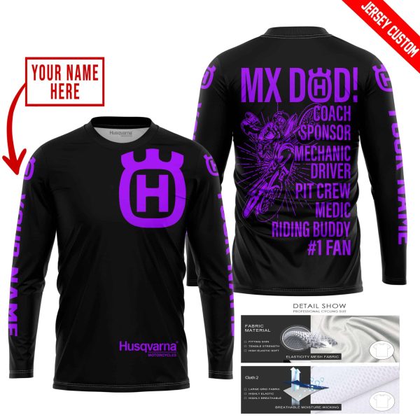 MX DAD - PERSONALISED GIFTS FOR CHILDREN & ADULTS - HUSQVARNA - BLACK PURPLE - Image 2