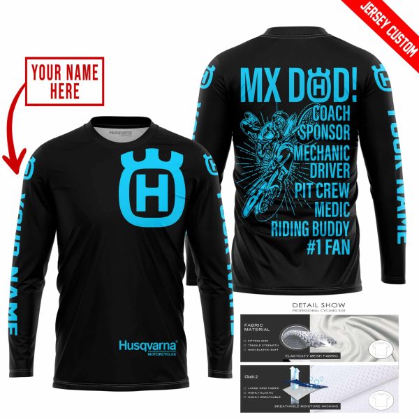 MX DAD - PERSONALISED GIFTS FOR CHILDREN & ADULTS - HUSQVARNA - BLACK SKY BLUE - Image 2