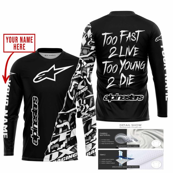 TOO FAST TO LIVE TOO YOUNG TO DIE - LIMITED EDITION - CUSTOM NAME - ALPINESTARS - BLACK - Image 2