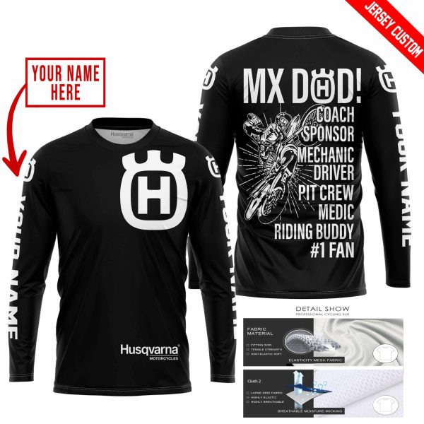 MX DAD - PERSONALISED GIFTS FOR CHILDREN & ADULTS - HUSQVARNA - BLACK WHITE - Image 2