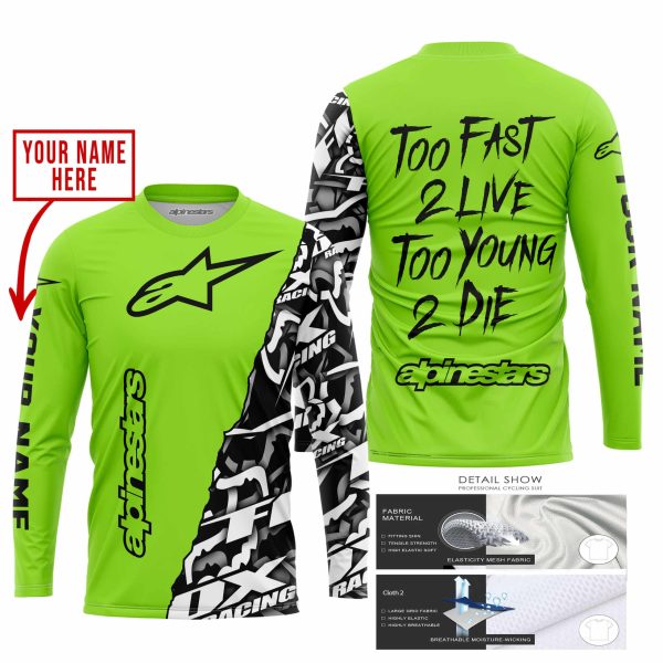TOO FAST TO LIVE TOO YOUNG TO DIE - LIMITED EDITION - CUSTOM NAME - ALPINESTARS - GREEN 1 - Image 2
