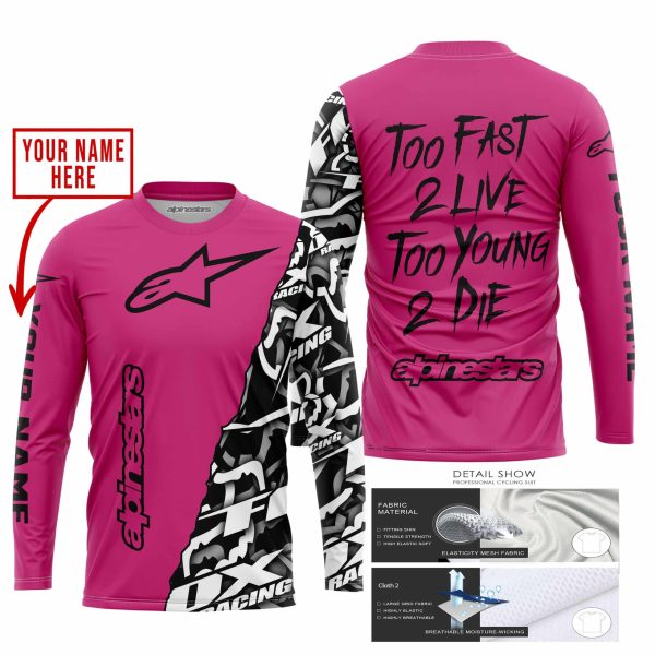 TOO FAST TO LIVE TOO YOUNG TO DIE - LIMITED EDITION - CUSTOM NAME - ALPINESTARS - PINK 1 - Image 2