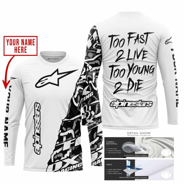 TOO FAST TO LIVE TOO YOUNG TO DIE - LIMITED EDITION - CUSTOM NAME - ALPINESTARS - WHITE - Image 2