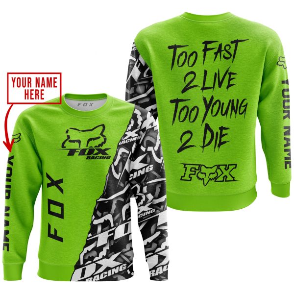 TOO FAST TO LIVE TOO YOUNG TO DIE - LIMITED EDITION - CUSTOM NAME - FOX RACING - GREEN 1 - Image 2