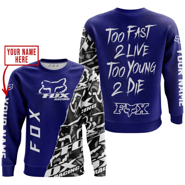 TOO FAST TO LIVE TOO YOUNG TO DIE - LIMITED EDITION - CUSTOM NAME - FOX RACING - NAVY - Image 3