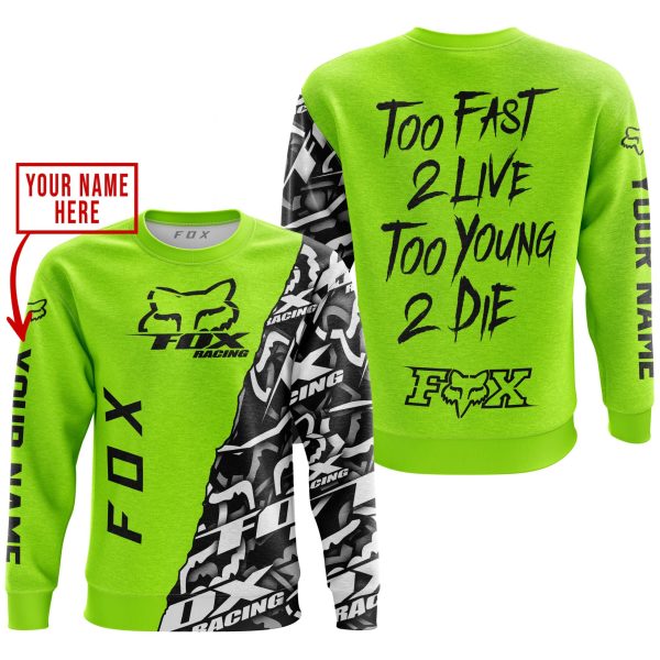 TOO FAST TO LIVE TOO YOUNG TO DIE - LIMITED EDITION - CUSTOM NAME - FOX RACING - NEON - Image 2