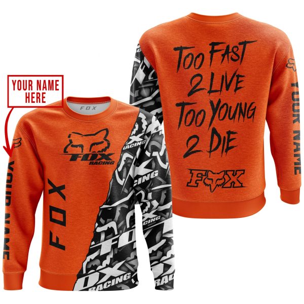 TOO FAST TO LIVE TOO YOUNG TO DIE - LIMITED EDITION - CUSTOM NAME - FOX RACING - ORANGE - Image 3