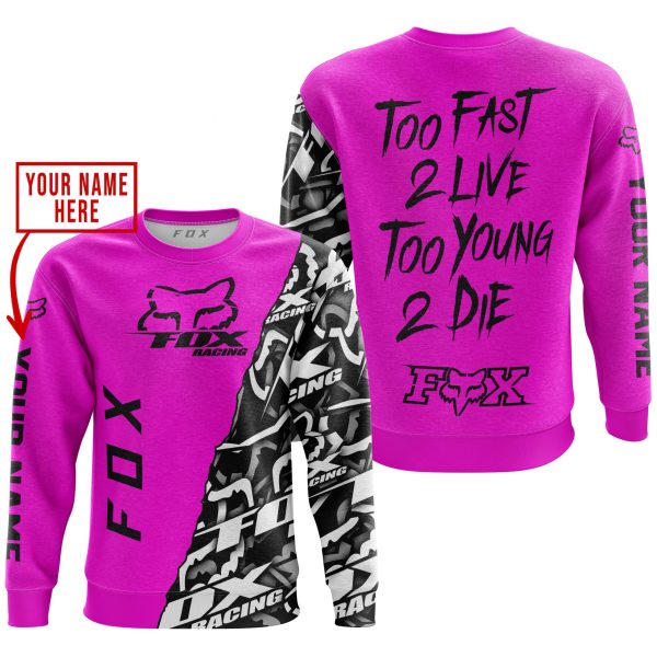 TOO FAST TO LIVE TOO YOUNG TO DIE - LIMITED EDITION - CUSTOM NAME - FOX RACING - PINK - Image 3
