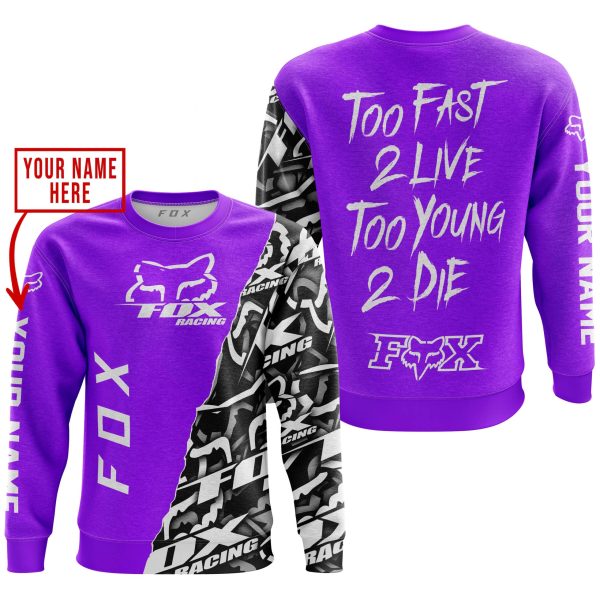 TOO FAST TO LIVE TOO YOUNG TO DIE - LIMITED EDITION - CUSTOM NAME - FOX RACING - PURPLE - Image 3