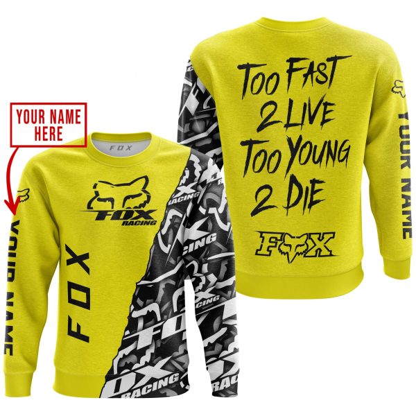 TOO FAST TO LIVE TOO YOUNG TO DIE - LIMITED EDITION - CUSTOM NAME - FOX RACING - YELLOW - Image 3