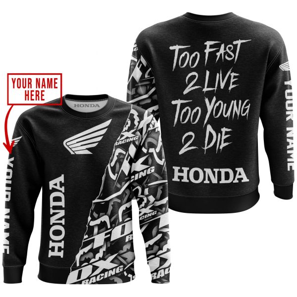 TOO FAST TO LIVE TOO YOUNG TO DIE - LIMITED EDITION - CUSTOM NAME - HONDA - BLACK - Image 3