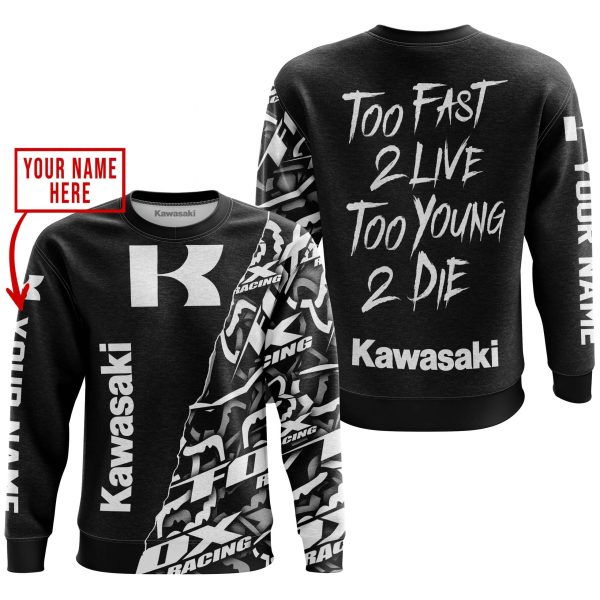 TOO FAST TO LIVE TOO YOUNG TO DIE - LIMITED EDITION - CUSTOM NAME - KAWASAKI - BLACK - Image 4